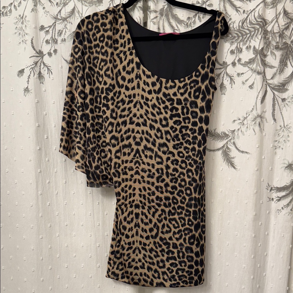 Leopard Print One-Shoulder Dress